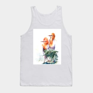 Watercolor Cattle Egret Print Tank Top